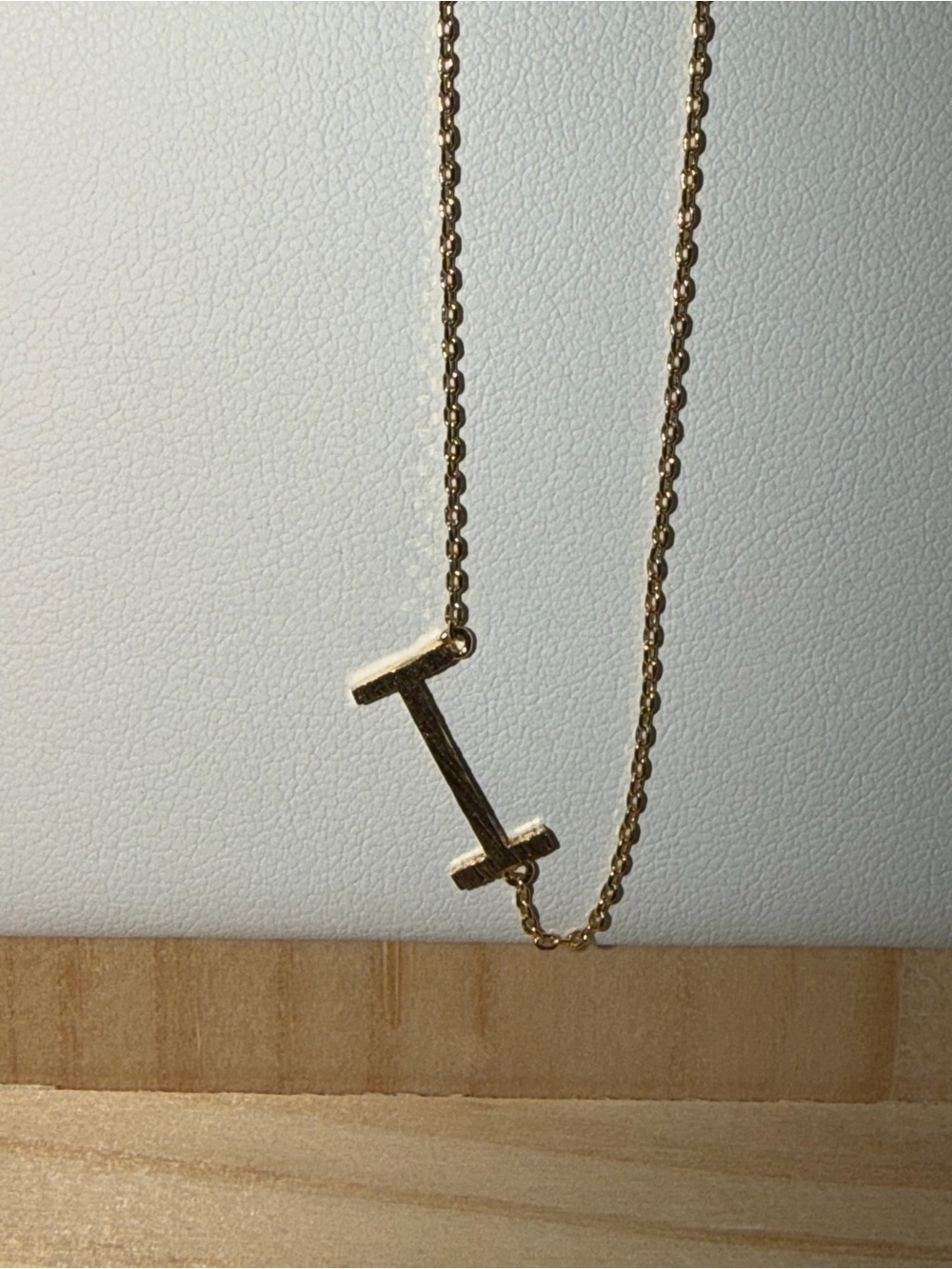 Gold Initial 'I' Necklace - Simple Bar Pendant